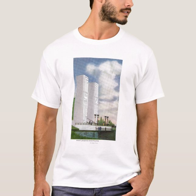 Camiseta Vista da aterragem e dos pilões do barco (Frente)