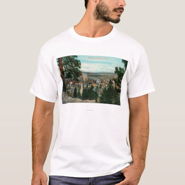 Camiseta Vista da cidade através das árvores (Frente)