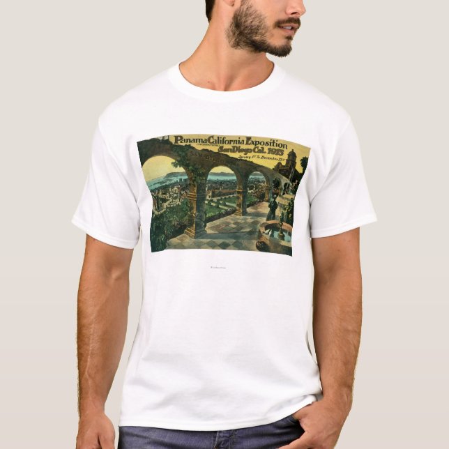 Camiseta Vista da cidade de uma missão, expo de Panamá-CA (Frente)