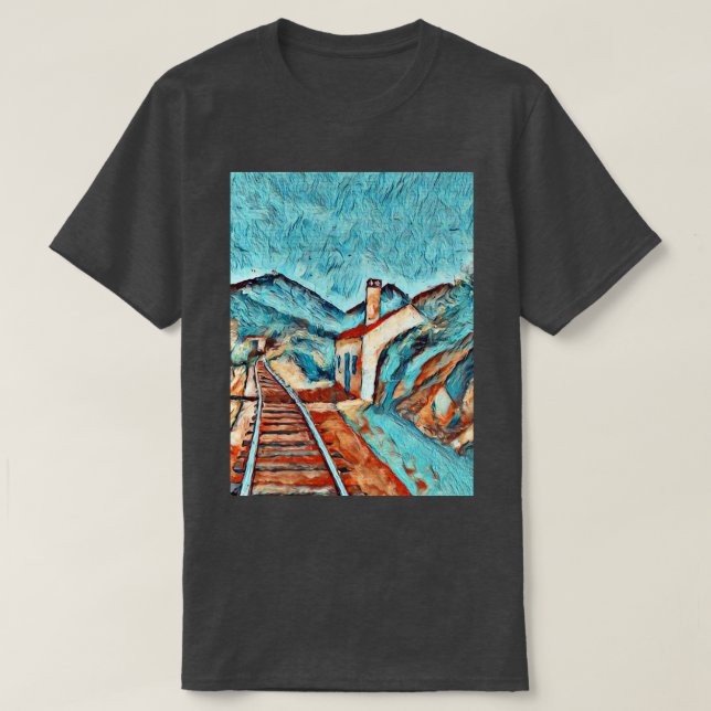 Camiseta Vista da estação de comboios 3 (Frente do Design)