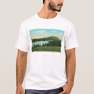 Camiseta Vista da flor do lago com o padeiro do Mt. na