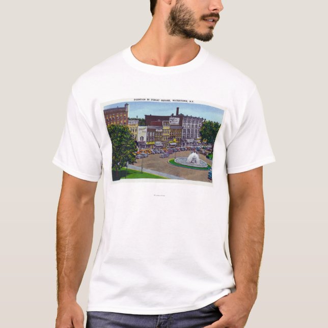 Camiseta Vista da fonte da praça pública (Frente)