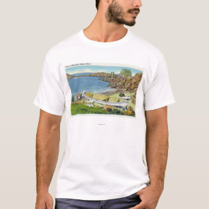 Camiseta Vista da ilha de Monhegan, cena da praia
