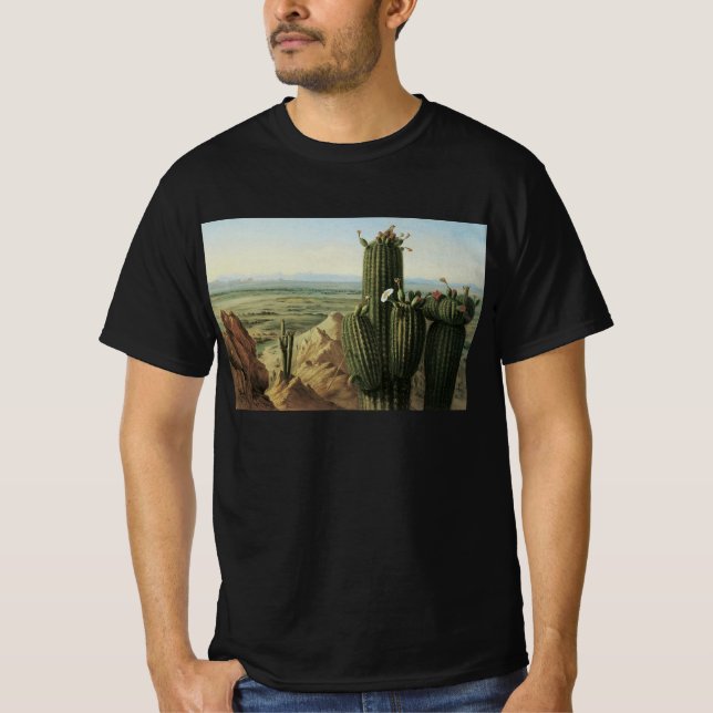 Camiseta Vista da Montanha Maricopa perto do Rio Gila por P (Frente)