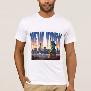Camiseta Vista da Orla da Liberdade do Horizonte de Nova Yo
