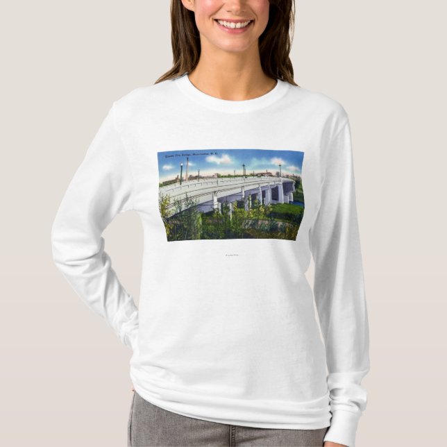 Camiseta Vista da ponte da cidade da rainha (Frente)