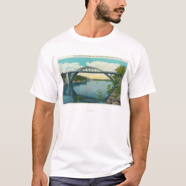 Camiseta Vista da ponte de suspensão nova (Frente)