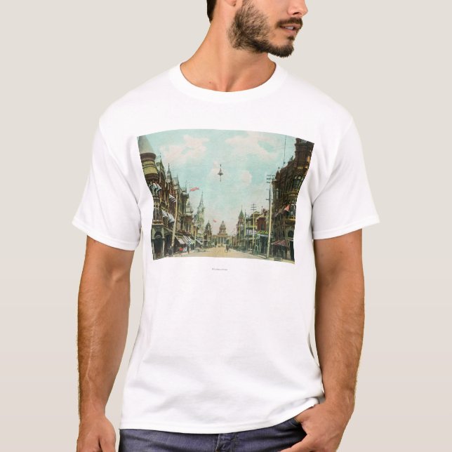 Camiseta Vista da rua de Mariposa que enfrenta a câmara (Frente)