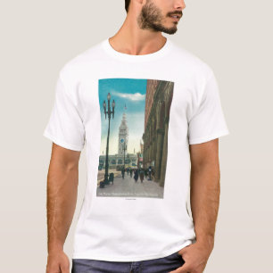 Camiseta Vista da rua do mais baixo mercado que mostra a