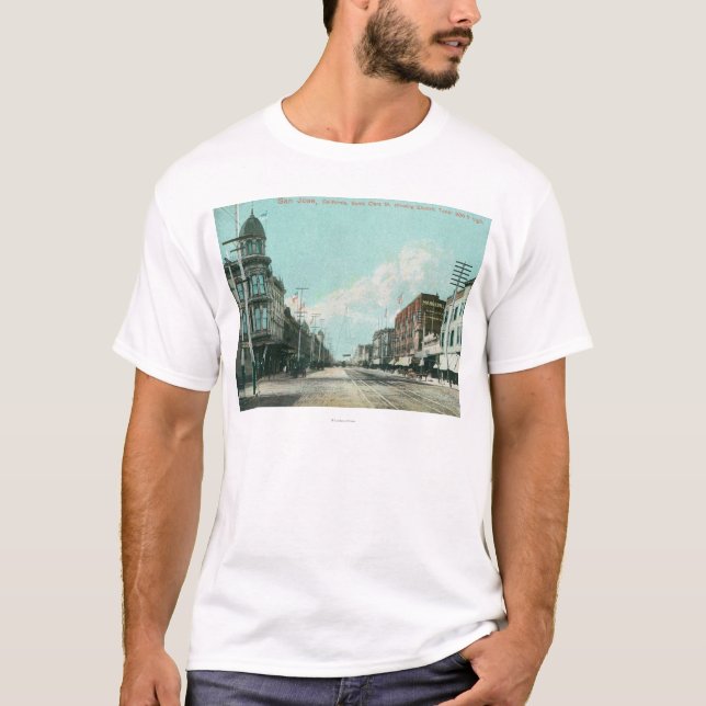 Camiseta Vista da torre elétrica da rua de Santa Clara (Frente)
