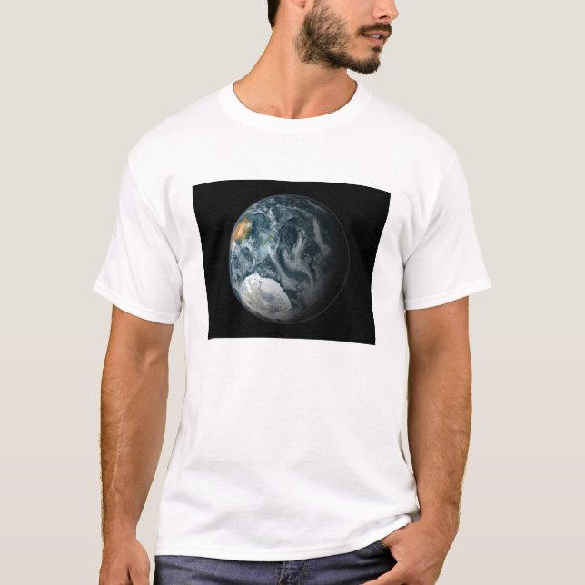 Camiseta Vista de cheio da Terra destacando a Antártica (Frente)