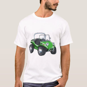 Camiseta Vista de frente do opentop verde Dunebuggy