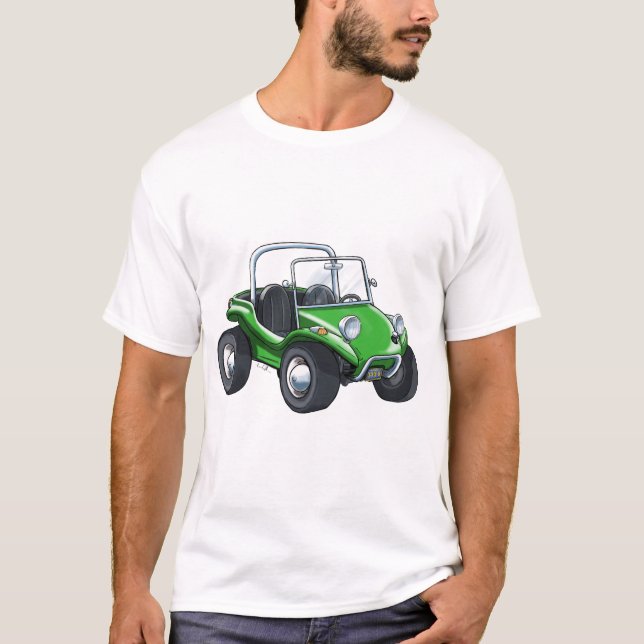 Camiseta Vista de frente do opentop verde Dunebuggy (Frente)