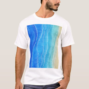Camiseta Vista de mar e praia em aquarela.