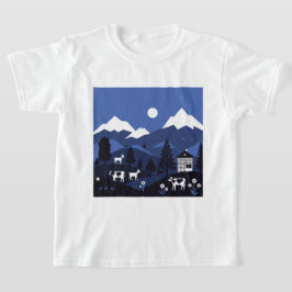 Camiseta Vista de montanha noturna