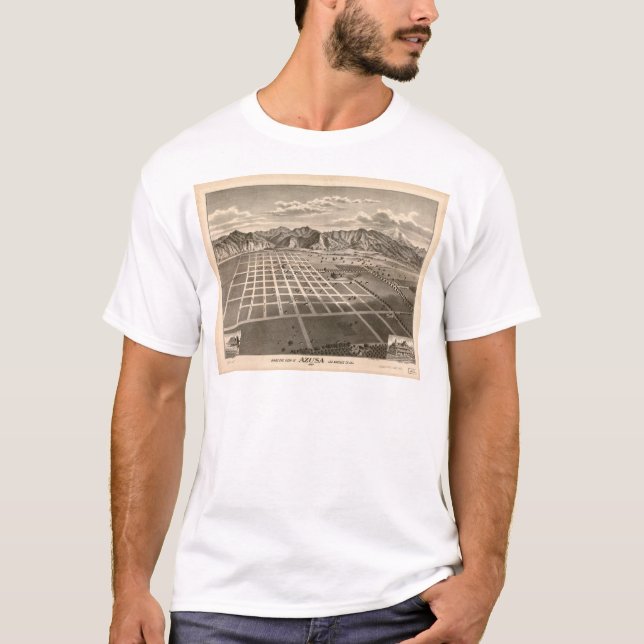 Camiseta Vista de Olho de Pássaro de Azusa, Califórnia (188 (Frente)