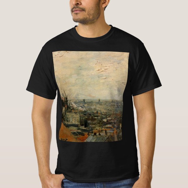 Camiseta Vista de Paris de Montmartre por Vincent van Gogh (Frente)