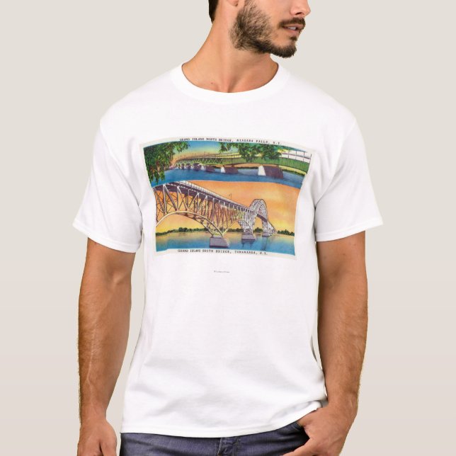 Camiseta Vista de pontes grandes do Norte e Sul da ilha (Frente)