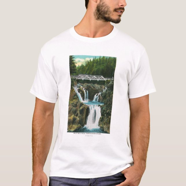 Camiseta Vista de quedas e de ponte da rocha da separação (Frente)