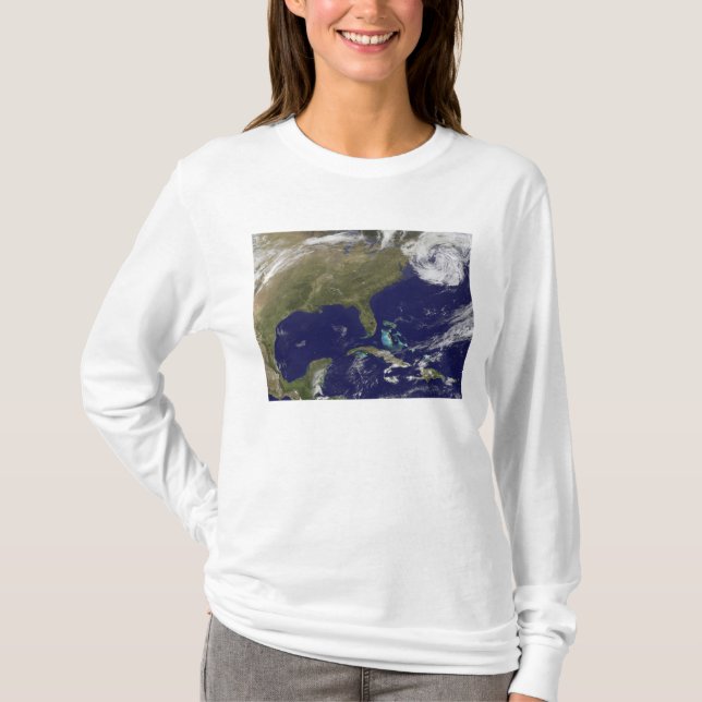 Camiseta Vista de satélite da Costa Leste dos Estados Unido (Frente)
