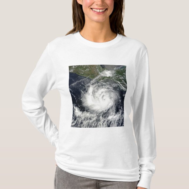 Camiseta Vista de satélite da tempestade tropical Darby (Frente)