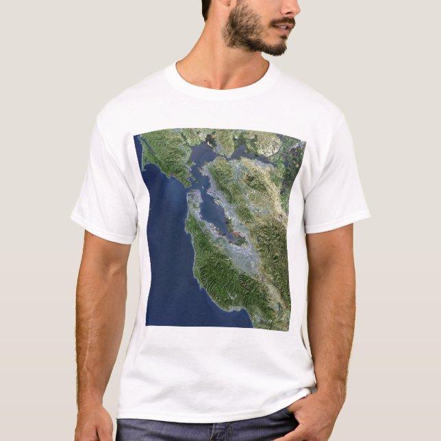 Camiseta Vista de satélite de São Francisco, Califórnia (Frente)