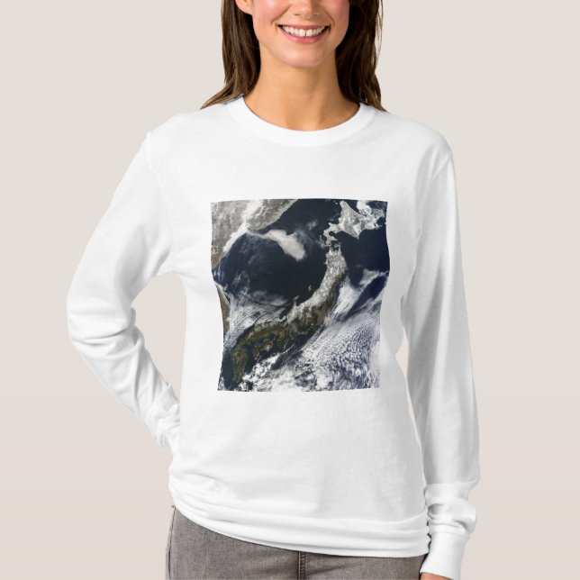 Camiseta Vista de satélite do Japão (Frente)