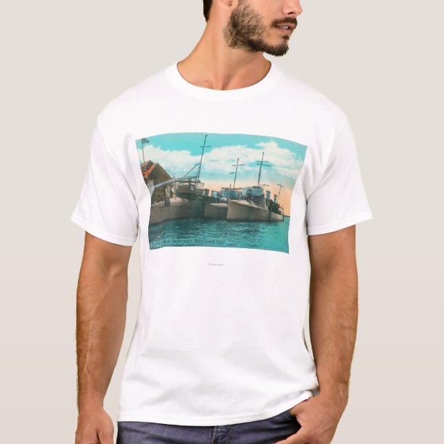 Camiseta Vista de três contratorpedeiros do barco de (Frente)