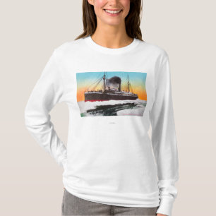 Camiseta Vista de um navio a vapor em um doce do gelo
