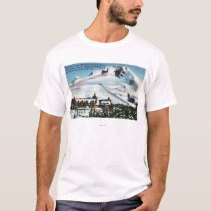Camiseta Vista do alojamento do Timberline, capa do Mt no