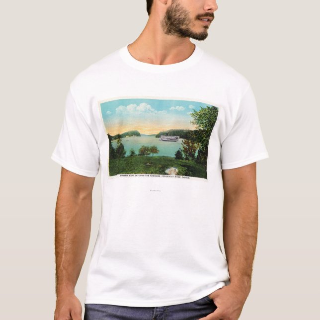 Camiseta Vista do barco de Boston que entra nos estreitos (Frente)