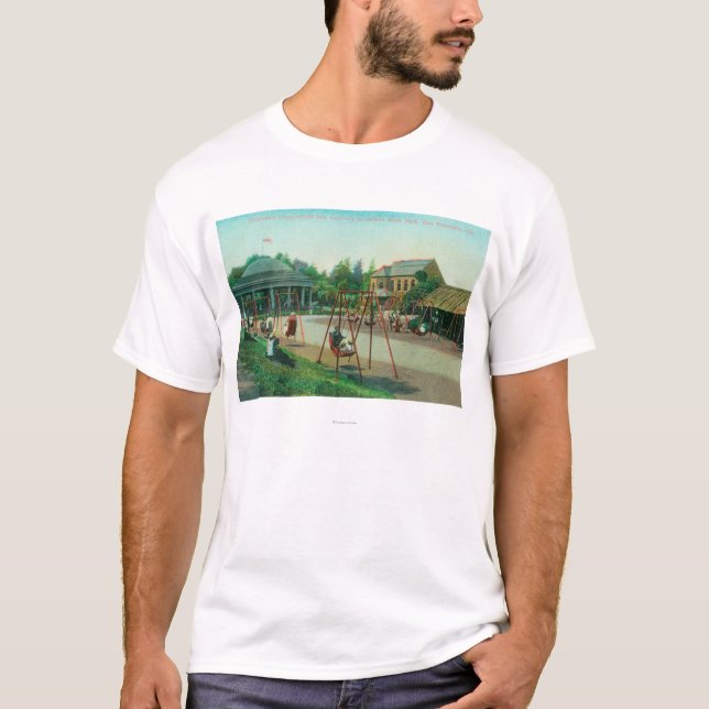 Camiseta Vista do campo de jogos das crianças no Golden (Frente)