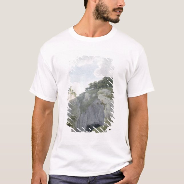Camiseta Vista do castelo e da caverna em Castelton (Frente)