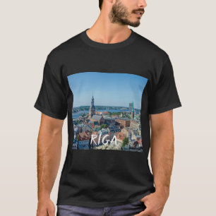 Camiseta Vista do centro da cidade de Riga a partir de cima