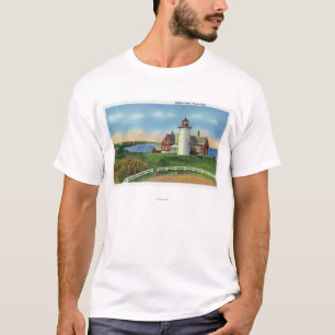 Camiseta Vista do farol de Nobska, furo das madeiras