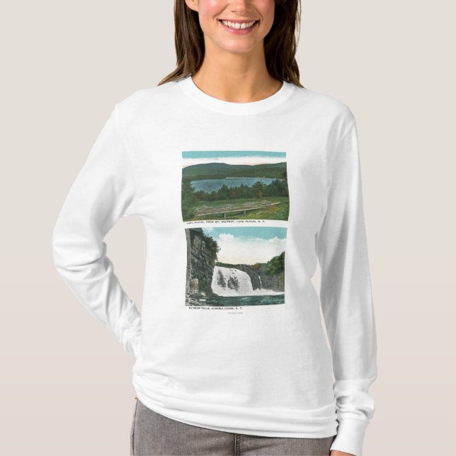 Camiseta Vista do lago de Mt Whitney, quedas do arco-íris (Frente)