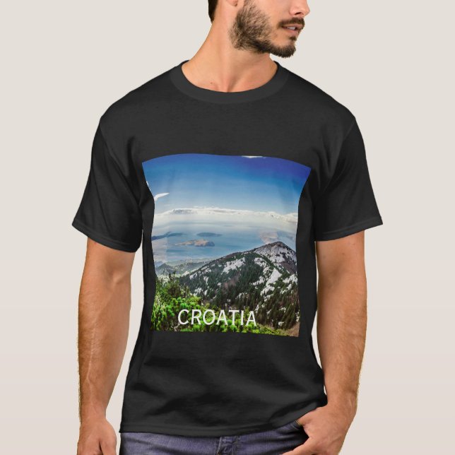 Camiseta Vista do mar de montanhas na Croácia (Frente)