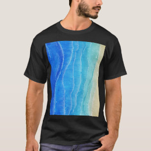 Camiseta Vista do mar e da praia em aquarela.