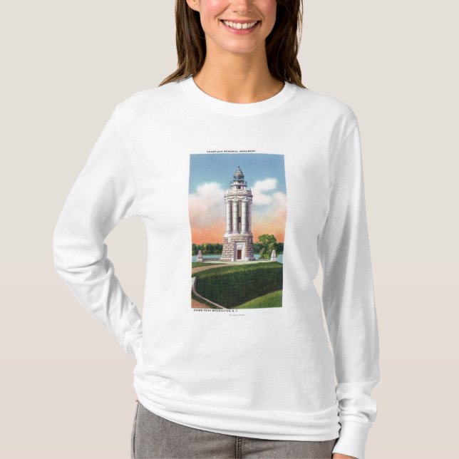 Camiseta Vista do monumento do memorial de Champlain (Frente)