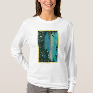 Camiseta Vista do Mt. HighwayLake cor-de-rosa Tahoe, CA