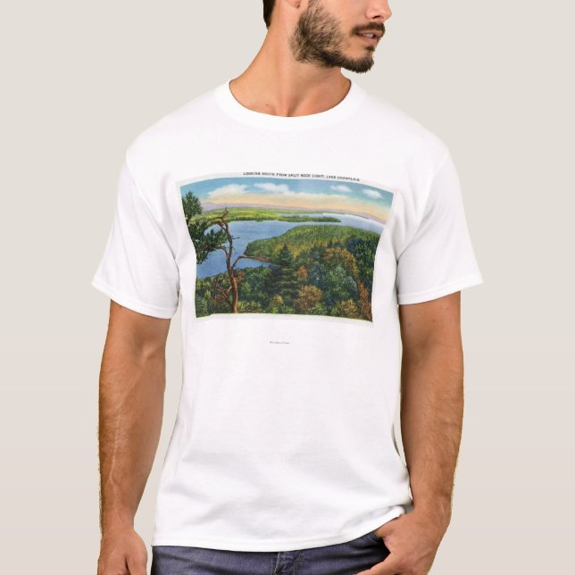 Camiseta Vista do sul do lago da luz da rocha da separação (Frente)