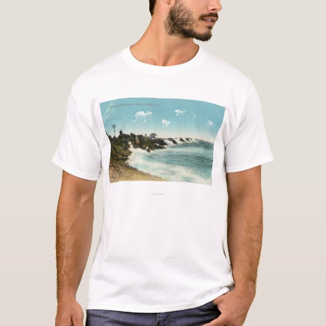 Camiseta Vista do surf e do quebra-mar (Frente)