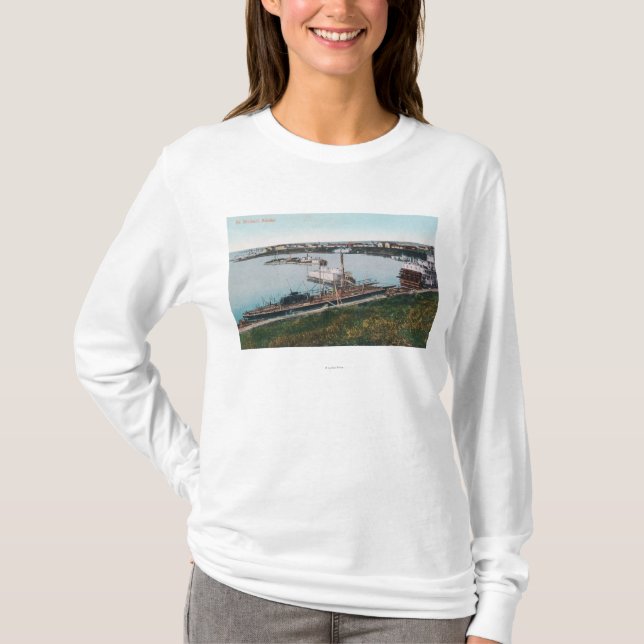 Camiseta Vista dos navios no DockSt. Michael, AK (Frente)