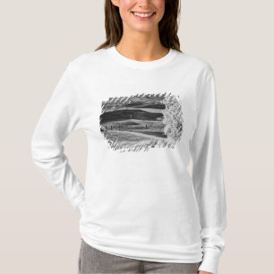 Camiseta Vista em preto e branco de estrada sinuosa