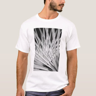 Camiseta Vista em preto e branco de folhas de palmeira