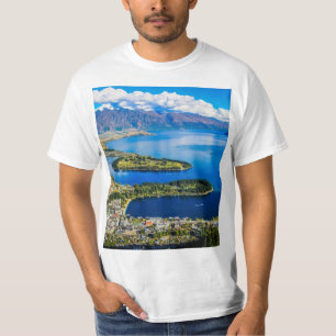 Camiseta Vista em Queenstown do Pico de Bob, Nova Zelândia