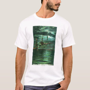 Camiseta Vista enluarada do hotel do navio do restaurante