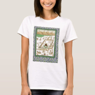 Camiseta Vista esquemática da Meca, mostrando o Qua'bah, d