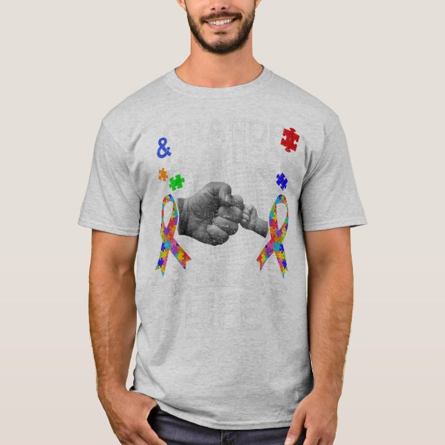 Camiseta Vista este vovô e neto Autismo do melhor amigo  (Frente)