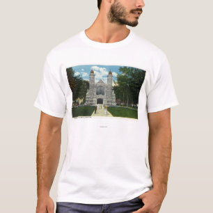Camiseta Vista exterior da capela da faculdade dos Bates